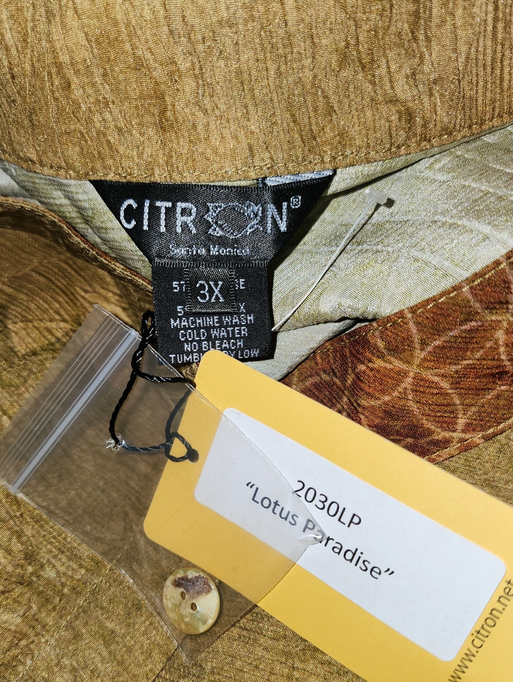 Citron Santa Monica Silk Blend Lotus Paradise Button Down Blouse New With Tags - Picture 9 of 11